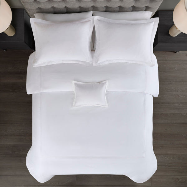 English Elm King/Cal Luxurious 500TC Cotton Sateen Embroidered Comforter Set with Removable Duvet & OEKO-TEX Safety White 14.96 L x 17.52 W x 14.96 H B035129282