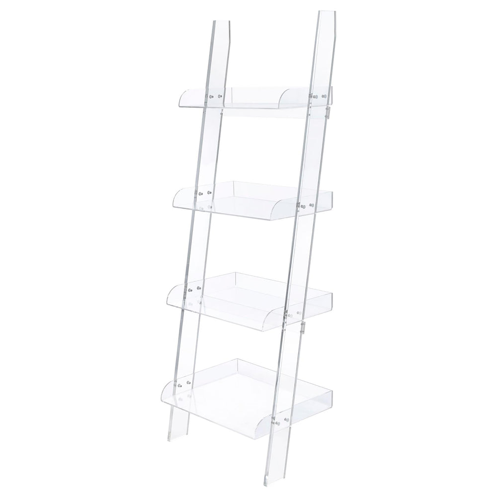 English Elm Clear Acrylic Ladder Bookcase Cimarron - Minimal Open-Back 4-Shelf Acrylic Display Unit, 72.25" H, Sturdy B062P145430