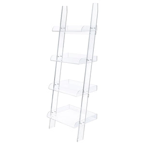 English Elm Clear Acrylic Ladder Bookcase Cimarron - Minimal Open-Back 4-Shelf Acrylic Display Unit, 72.25" H, Sturdy B062P145430
