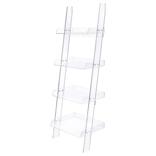English Elm Clear Acrylic Ladder Bookcase Cimarron - Minimal Open-Back 4-Shelf Acrylic Display Unit, 72.25" H, Sturdy B062P145430