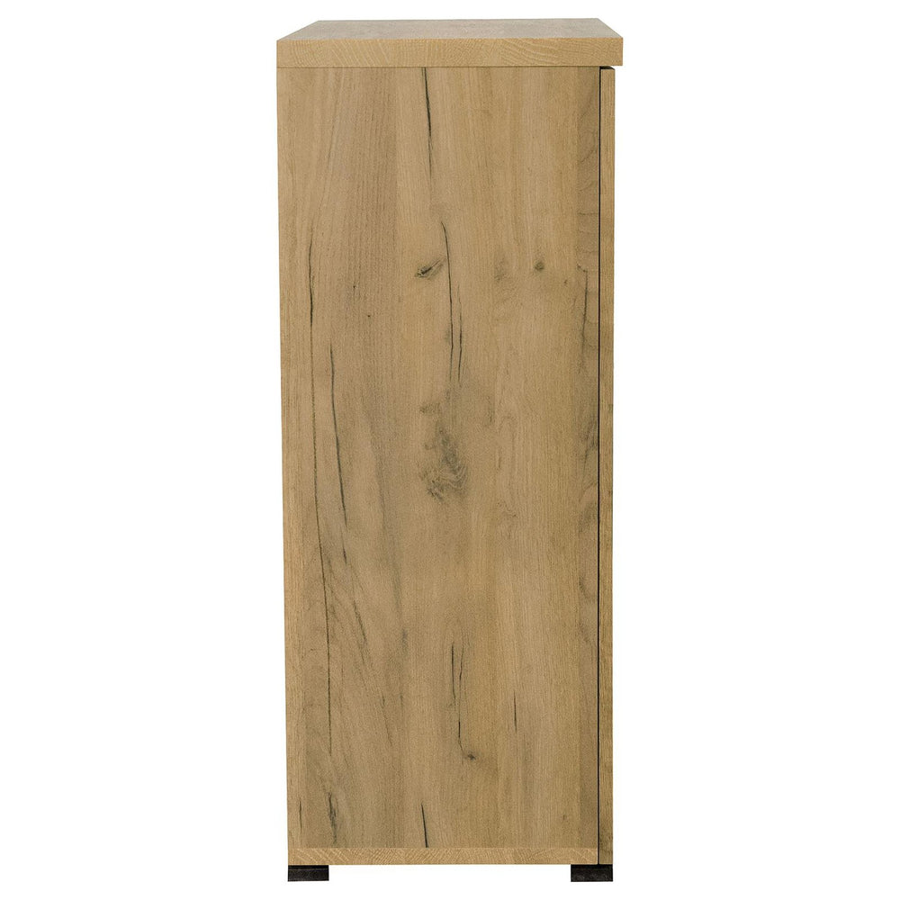 English Elm Golden Oak Elegant Storage Cabinet with Gunmetal Mesh Doors, 6 Compartments, 37.75"H x 31.5"W Rustic Chic Organizational Solution B062P145428