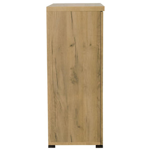 English Elm Golden Oak Elegant Storage Cabinet with Gunmetal Mesh Doors, 6 Compartments, 37.75"H x 31.5"W Rustic Chic Organizational Solution B062P145428