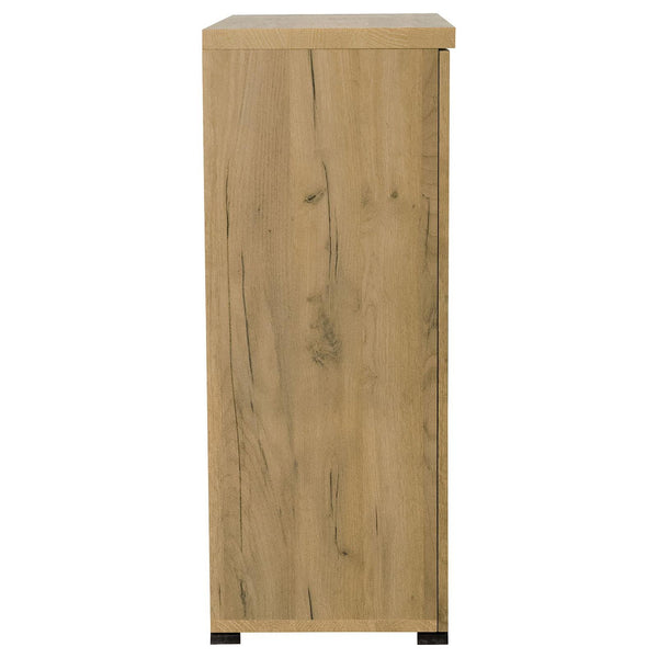 English Elm Golden Oak Elegant Storage Cabinet with Gunmetal Mesh Doors, 6 Compartments, 37.75"H x 31.5"W Rustic Chic Organizational Solution B062P145428