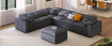 English Elm Oversized Modular Sectional Sofa With Ottoman L Shaped Corner Sectional For Living Room, Office, Spacious Space