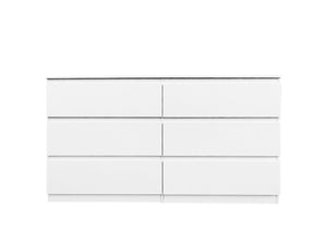 English Elm 6 Drawer Double Dresser with Mirror, Waterproof Scratch & Stain Resistant Finish for Stylish Storage White W2282S00003