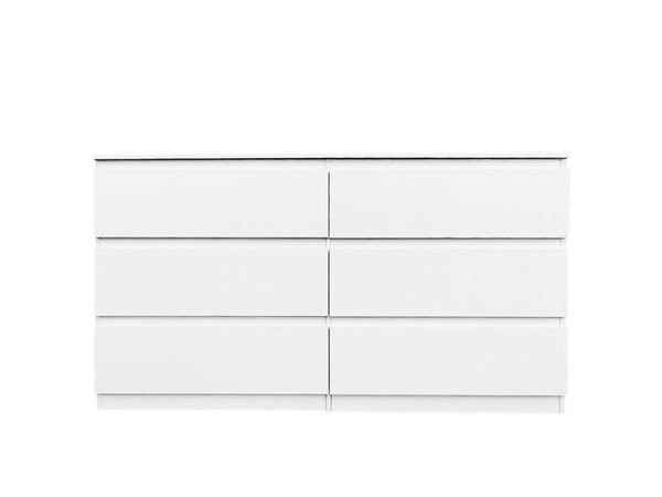 English Elm 6 Drawer Double Dresser with Mirror, Waterproof Scratch & Stain Resistant Finish for Stylish Storage White W2282S00003