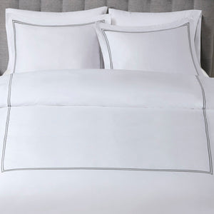English Elm Full/Queen Luxury 500TC Cotton Sateen Embroidered Comforter Set with Zipper Duvet & Corner Ties Grey+White 12.99 L x 17.52 W x 12.99 H B035129279
