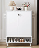 Hearth and Haven Shoe Storage Cabinet with Adjustable Plates White Doors W2182135264