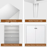 Hearth and Haven Shoe Storage Cabinet with Adjustable Plates White Doors W2182135264