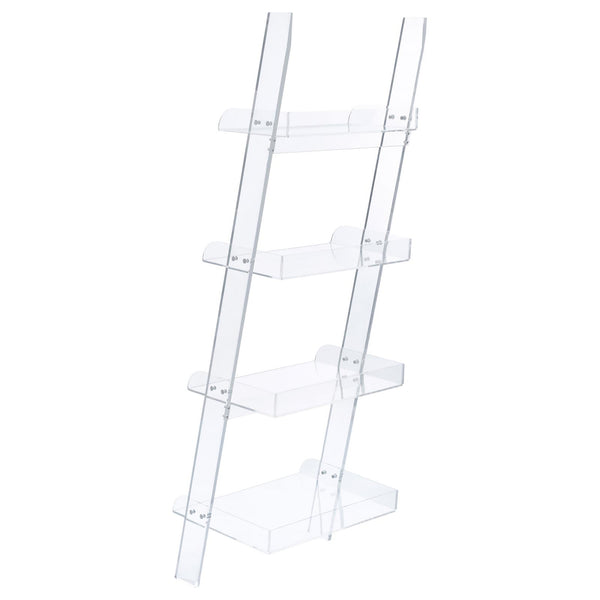 English Elm Clear Acrylic Ladder Bookcase Cimarron - Minimal Open-Back 4-Shelf Acrylic Display Unit, 72.25" H, Sturdy B062P145430