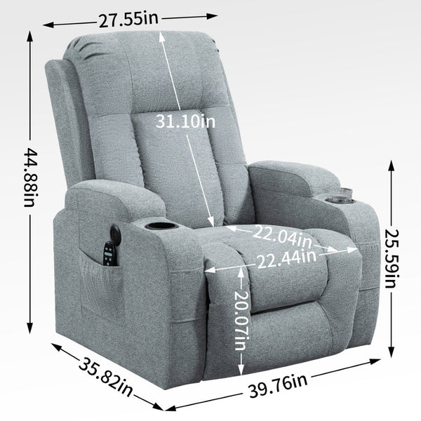 English Elm Infinite Position Power Lift Recliner with Massage Heating and Usb for Elderly Comfort W1803S00030