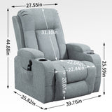 Hearth and Haven Zeta  Power Lift Recliner with 8-Point Massage, Lumbar Heating, USB Port and Cup Holders, Grey W1803S00030