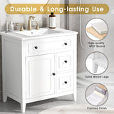 English Elm 30" Bathroom Vanity With Sink Top, Bathroom Vanity Cabinet With Door and Two Drawers, Solid Wood Frame, One Package, White (Old Sku:Wf311620Aak)