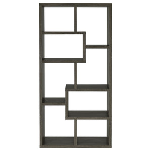 English Elm Weathered Grey 8-Shelf Bookcase with Varied Display Shelves, Modern Sleek Silhouette, 70.75"H Stylish B062P145422