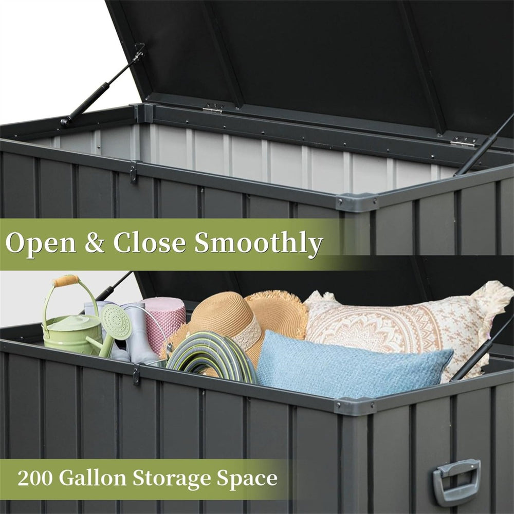 English Elm 200 Gallon Outdoor Deck Box Weatherproof Steel Reinforced Lockable Patio Storage W1859P145360