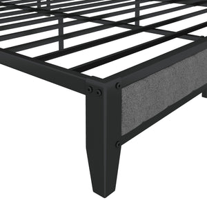 English Elm Full Size Bed Frame with Charging Station, Dark Gray Upholstered Headboard, Metal Platform, USB Ports, 10.4" Storage Clearance, Heavy-Duty Slats W1960131344