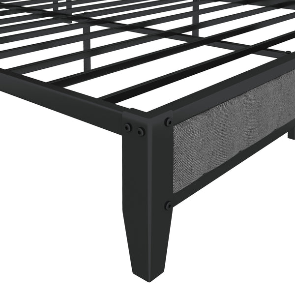 English Elm Queen Upholstered Bed Frame with USB/Outlet Headboard, Metal Platform, 10.4" Storage, Grey W1960131346