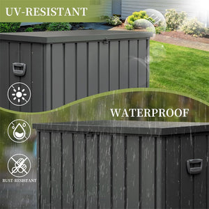 English Elm 200 Gallon Outdoor Deck Box Weatherproof Steel Reinforced Lockable Patio Storage W1859P145360