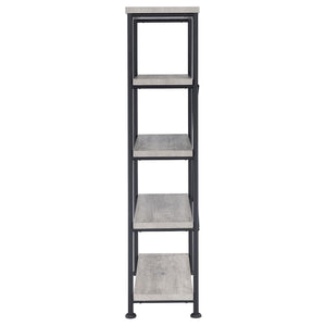 English Elm Grey Grey Driftwood 4-Shelf Bookcase Industrial Wood and Metal Bookshelf 63" Tall Rustic Storage Shelf B062P145557
