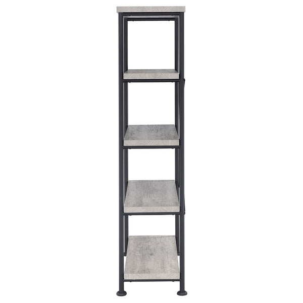 English Elm Grey Grey Driftwood 4-Shelf Bookcase Industrial Wood and Metal Bookshelf 63" Tall Rustic Storage Shelf B062P145557