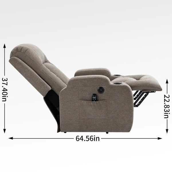 English Elm Infinite Position Power Lift Recliner with Massage Heat Usb and Cup Holders for Elderly W1803S00029