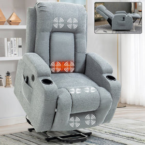 English Elm Infinite Position Power Lift Recliner with Massage Heating and Usb for Elderly Comfort W1803S00030
