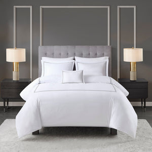 English Elm Full/Queen Luxury 500TC Cotton Sateen Embroidered Comforter Set with Zipper Duvet & Corner Ties Grey+White 12.99 L x 17.52 W x 12.99 H B035129279