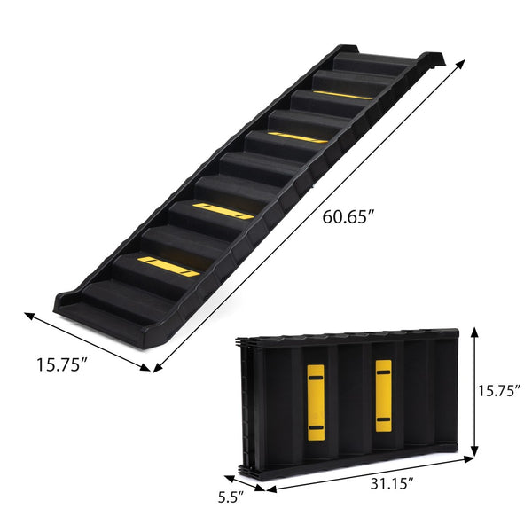 English Elm Folding Pet Stair Ramp with Nonslip Steps for Dogs Cats Suvs Trucks Beds 180 Lb W2181P145848