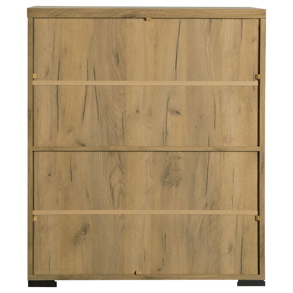 English Elm Golden Oak Elegant Storage Cabinet with Gunmetal Mesh Doors, 6 Compartments, 37.75"H x 31.5"W Rustic Chic Organizational Solution B062P145428