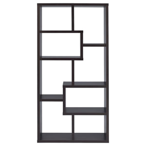 English Elm 8-shelf Geometric Bookcase with 8 Tier Display Shelves for Tall Storage, Modern Artful Home Accent Cappuccino B062P145423