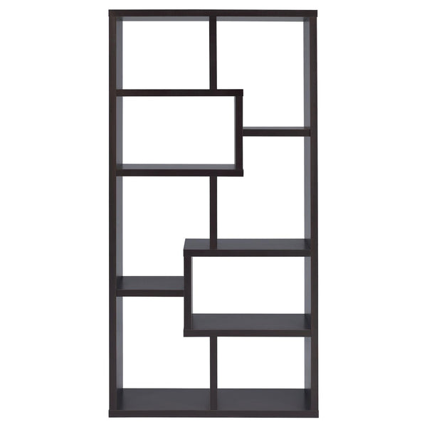 English Elm 8-shelf Geometric Bookcase with 8 Tier Display Shelves for Tall Storage, Modern Artful Home Accent Cappuccino B062P145423