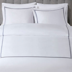 English Elm King/Cal Luxurious 500TC Cotton Sateen Embroidered Comforter Set with Removable Duvet & OEKO-TEX Safety White+Navy 14.96 L x 17.52 W x 14.96 H B035129283