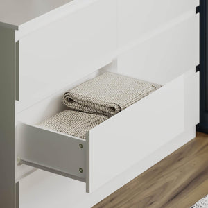 English Elm 6 Drawer Double Dresser with Mirror, Waterproof Scratch & Stain Resistant Finish for Stylish Storage White W2282S00003