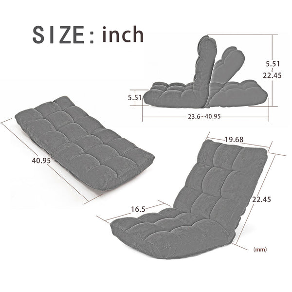 English Elm Modern Folding Lounge Chaise with 5 Reclining Positions, Ergonomic Thick Fabric Comfort for Home Gaming W24464029