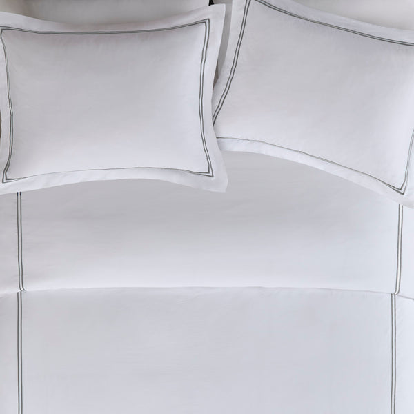 English Elm Full/Queen Luxury 500TC Cotton Sateen Embroidered Comforter Set with Zipper Duvet & Corner Ties Grey+White 12.99 L x 17.52 W x 12.99 H B035129279