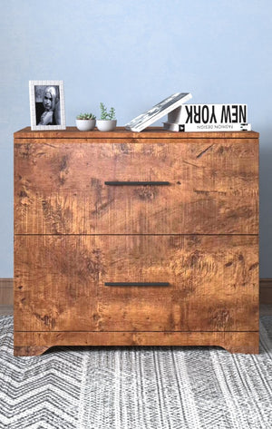 English Elm 2-Drawer Lateral Filing Cabinet for Home Office with Printer Stand, Lockable, Large Capacity Brown W2282140361