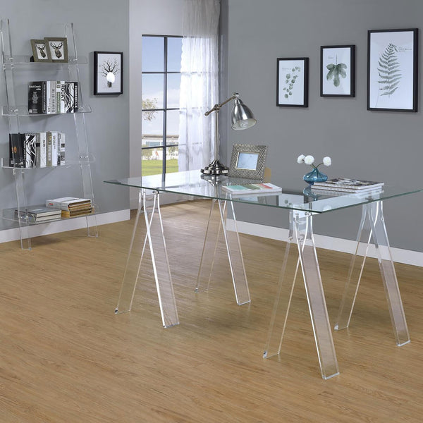 English Elm Clear Acrylic Ladder Bookcase Cimarron - Minimal Open-Back 4-Shelf Acrylic Display Unit, 72.25" H, Sturdy B062P145430