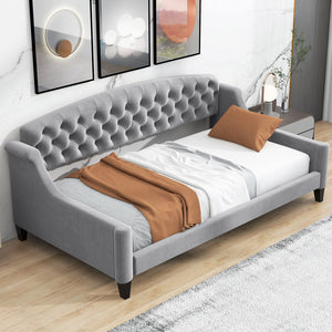 English Elm Modern Luxury Tufted Button Daybed In Gray - Elegant Twin Size With Plush Upholstery & Sturdy Design GX001008AAE