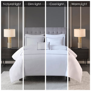 English Elm Full/Queen Luxury 500TC Cotton Sateen Embroidered Comforter Set with Zipper Duvet & Corner Ties White+Navy 12.99 L x 17.52 W x 12.99 H B035129281