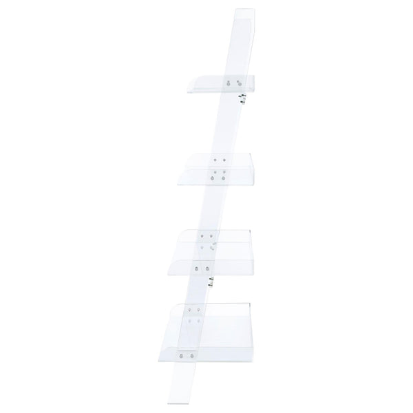 English Elm Clear Acrylic Ladder Bookcase Cimarron - Minimal Open-Back 4-Shelf Acrylic Display Unit, 72.25" H, Sturdy B062P145430
