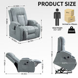 Hearth and Haven Zeta  Power Lift Recliner with 8-Point Massage, Lumbar Heating, USB Port and Cup Holders, Grey W1803S00030