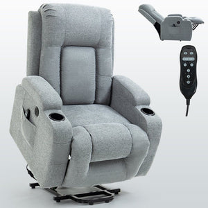 English Elm Infinite Position Power Lift Recliner with Massage Heating and Usb for Elderly Comfort W1803S00030