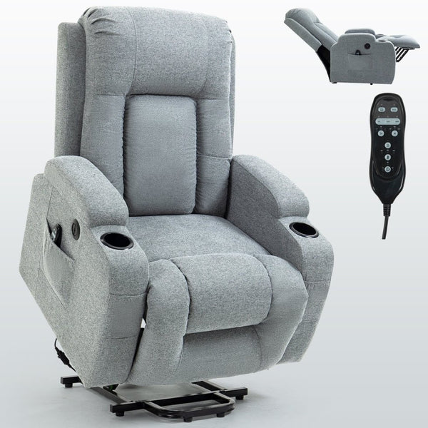 English Elm Infinite Position Power Lift Recliner with Massage Heating and Usb for Elderly Comfort W1803S00030