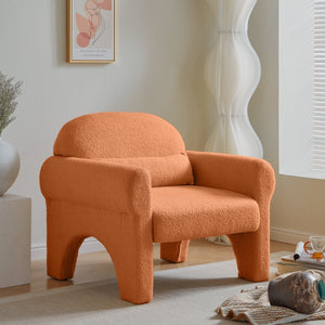 English Elm boucle Accent Chair Curved Silhouette with Lumbar Pillow for Modern Living W848141060