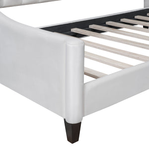 English Elm Modern Luxury Tufted Button Daybed In Beige Velvet - Stylish Twin Sleeper For Chic Spaces & Comfort GX001008AAA-1