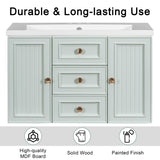 English Elm 30" Wall Mounted Bathroom Vanity With Sink Combo, Functional Drawer, Solid Wood & Mdf Board & Ceramic, Green (Old Sku:Sy999909Aaf)