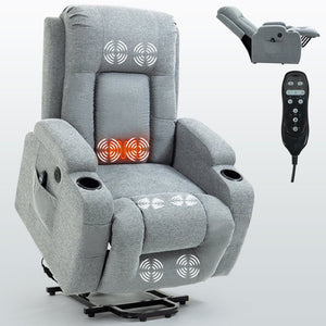 English Elm Infinite Position Power Lift Recliner with Massage Heating and Usb for Elderly Comfort W1803S00030