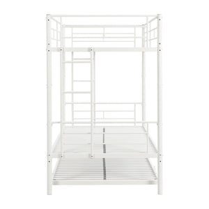 English Elm Metal Bunk Bed with Trundle Steel Frame Kids Sleepover Triple Sleeper White W311P145359