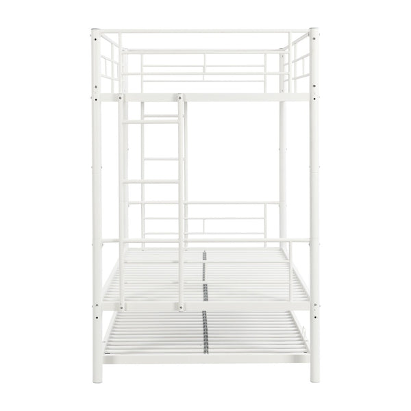 English Elm Metal Bunk Bed with Trundle Steel Frame Kids Sleepover Triple Sleeper White W311P145359