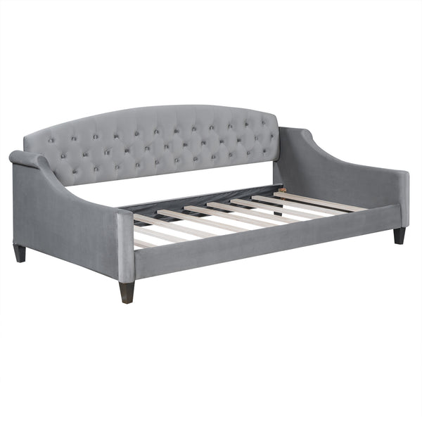 English Elm Modern Luxury Tufted Button Daybed In Gray - Elegant Twin Size With Plush Upholstery & Sturdy Design GX001008AAE
